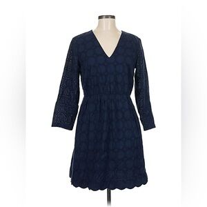 J Crew Factory Navy Blue Eyelet Dress